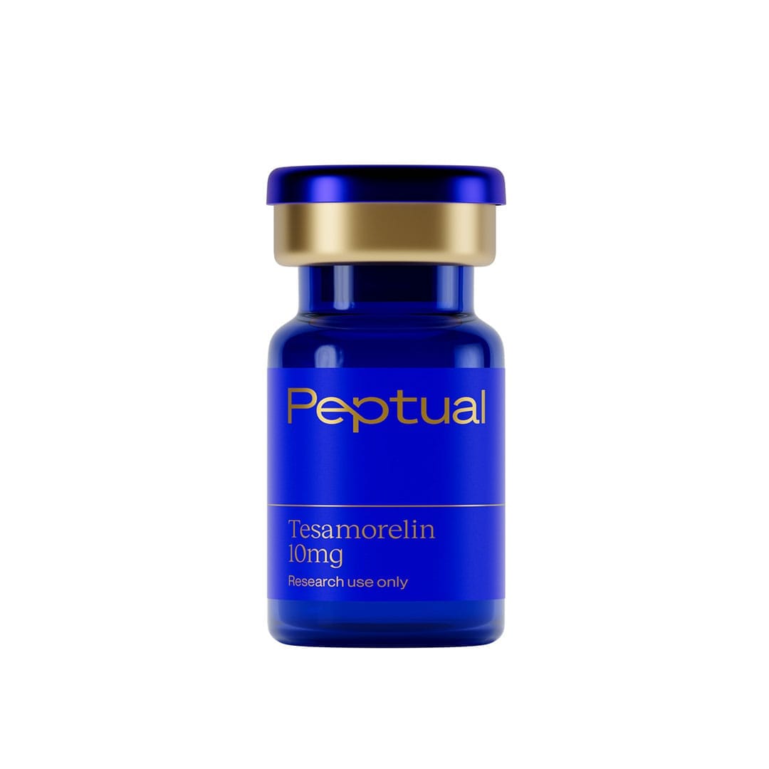 scientist-handling-test-tubes-laboratory Peptual Tesamorelin 10mg 10mL Vial